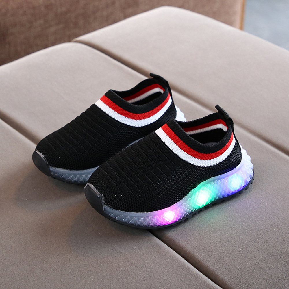 

Toddler Led Light Designer Shoes Kids Boys Girls Baby Children Sneakers Infant Outdoor Running Sport Shoes Soft Breathable Comfortabl, Black;red