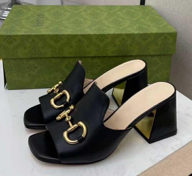 

Sandal designer summer high heels go out one line slippers horseshoe fashion style open toe versatile women's shoes, 1extra shoebox