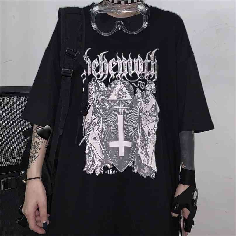

QWEEK Gothic Punk Harajuku Tshirt Emo Style Mall Tops Summer T Shirts Streetwear Black Grunge Clothes 210720, White