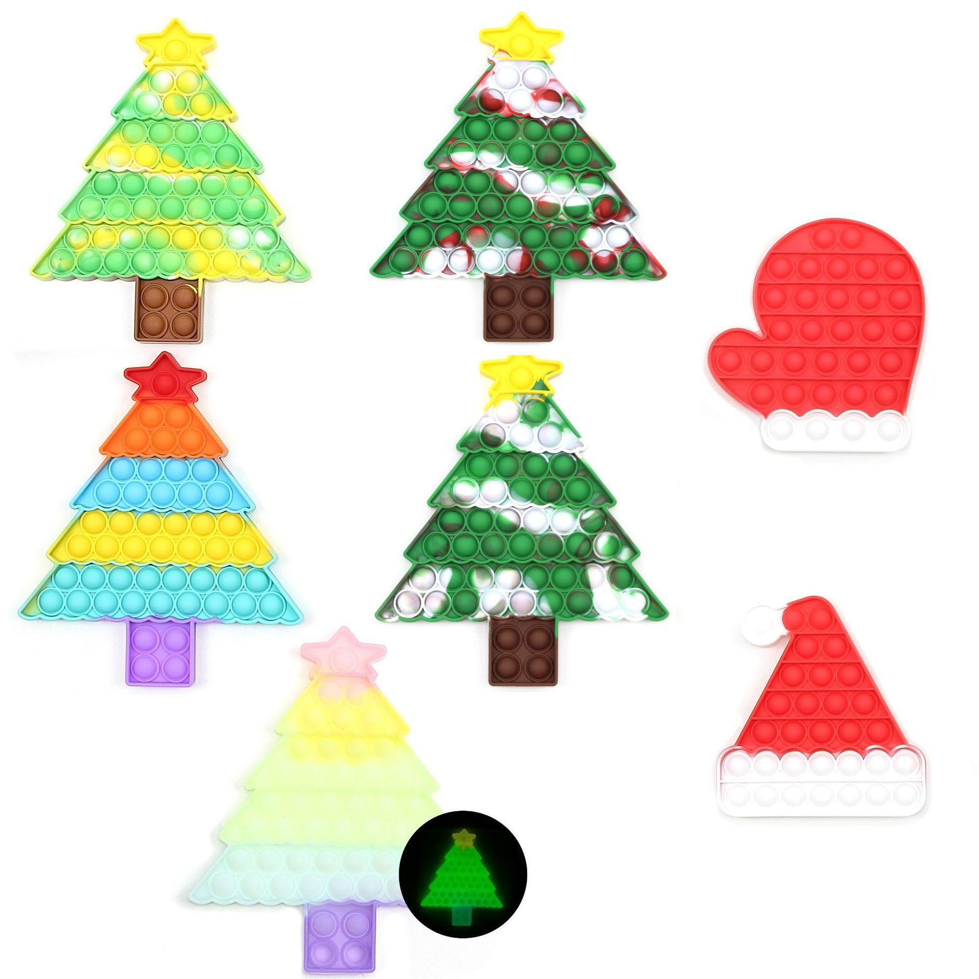 

Christmas Tree Push pop Bubble Sensory fidget Toy Anti-stress Relaxing Autism Toys Stress Relief Education for Adult Kid Free DHL