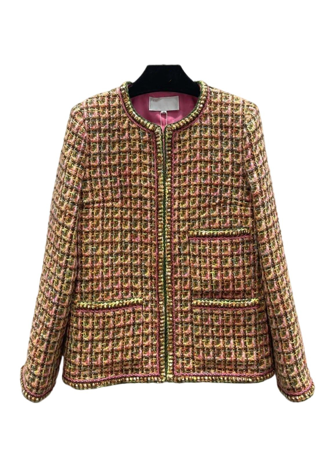 

Milan Runway Jackets 2022 Spring O Neck Long Sleeve Panelled Women' Coats Designer Brand Same Style Outerwear 1211-1, Picture color