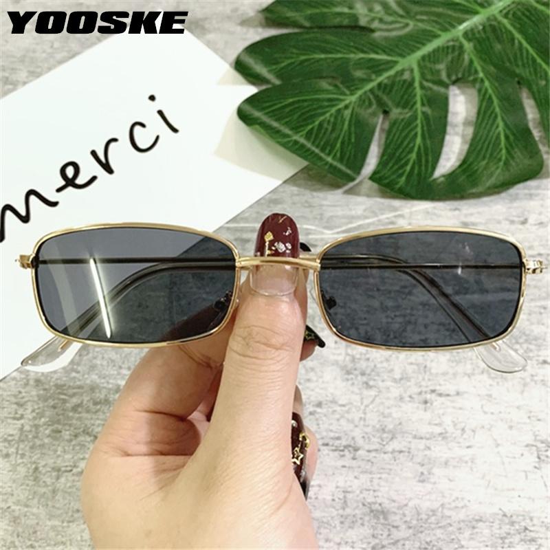 

Sunglasses YOOSKE Small Square Metal Men Brand Designer Vintage Rectangle Sun Glasses For Women Korean Style Black Eyewear UV400