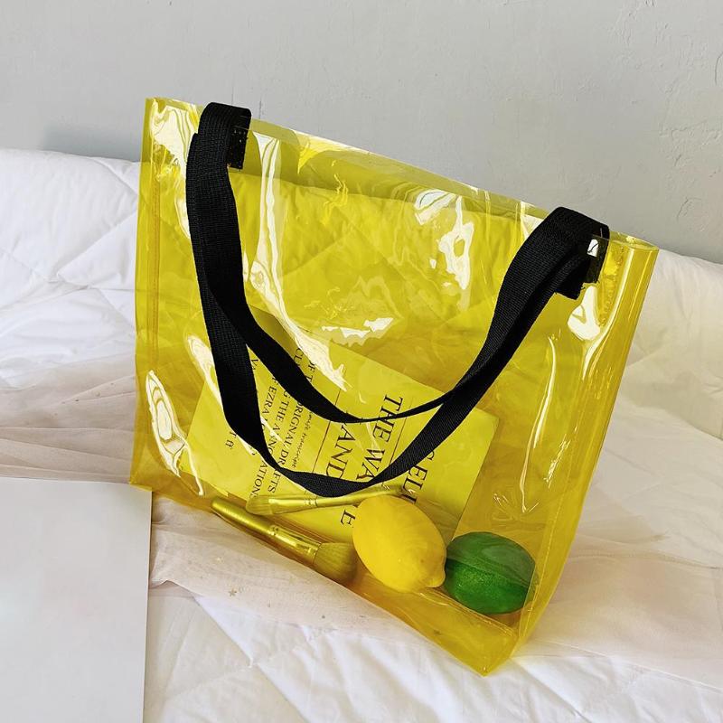 

Shoulder Bags Clear PVC Transparent Shopping Bag Handbag Women Tote Travel, Black
