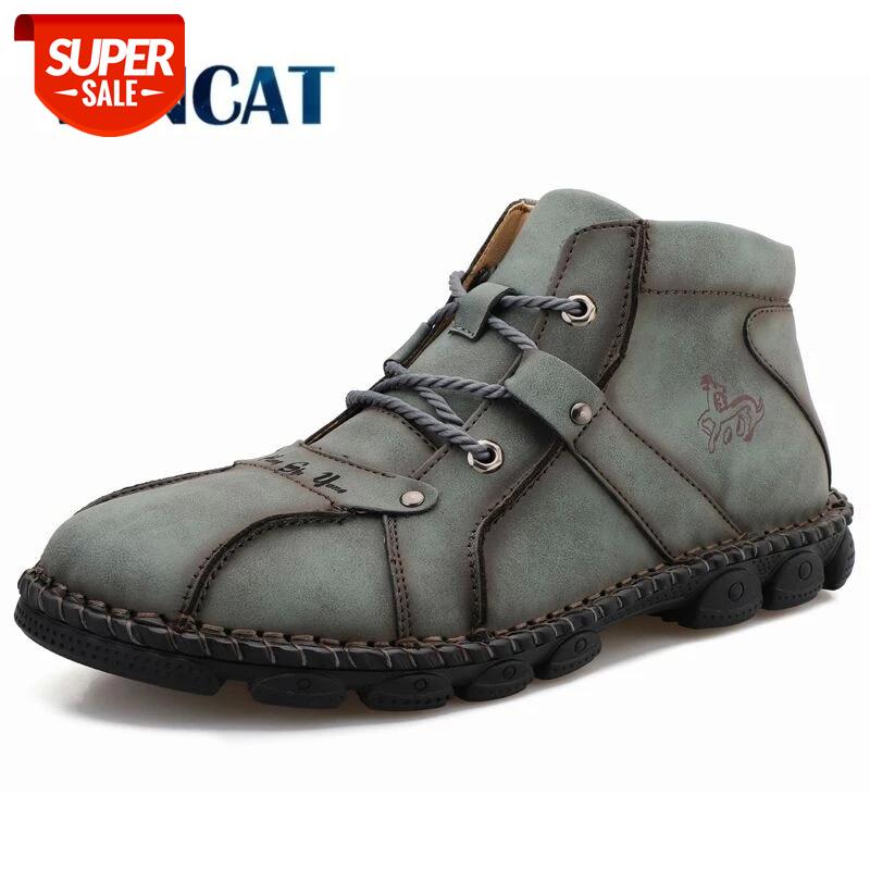 

New Leather Men's Boots Handmade Men's Ankle Boots Autumn Winter Man Motorcycle Outdoor Men Short Lace-up Men Shoes #lS4w