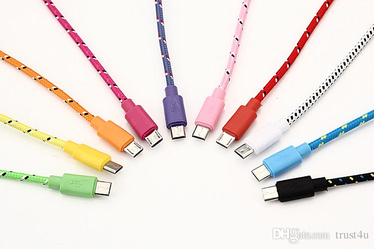 

New 20CM Short Braided nylon Micro USB Data Sync Cable Cord For Samsung Galaxy S3 S4 S6 Edge i9500 Note 2, Mixed color