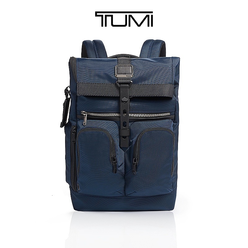 

Tumi / tuming alpha Bravo series men's roll top expandable backpack 0232659nvy, Black;red