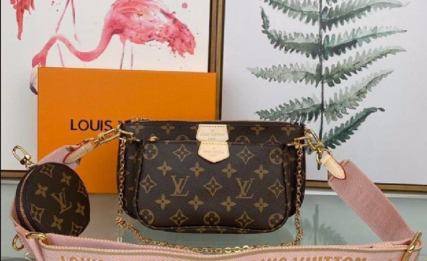 

MULTI POCHETTE ACCESSOIRES Designers Shoulder Bags luxury women crossbody Leather handbags purses lady tote with Coin Purse wallet, Brown flowers-m61276