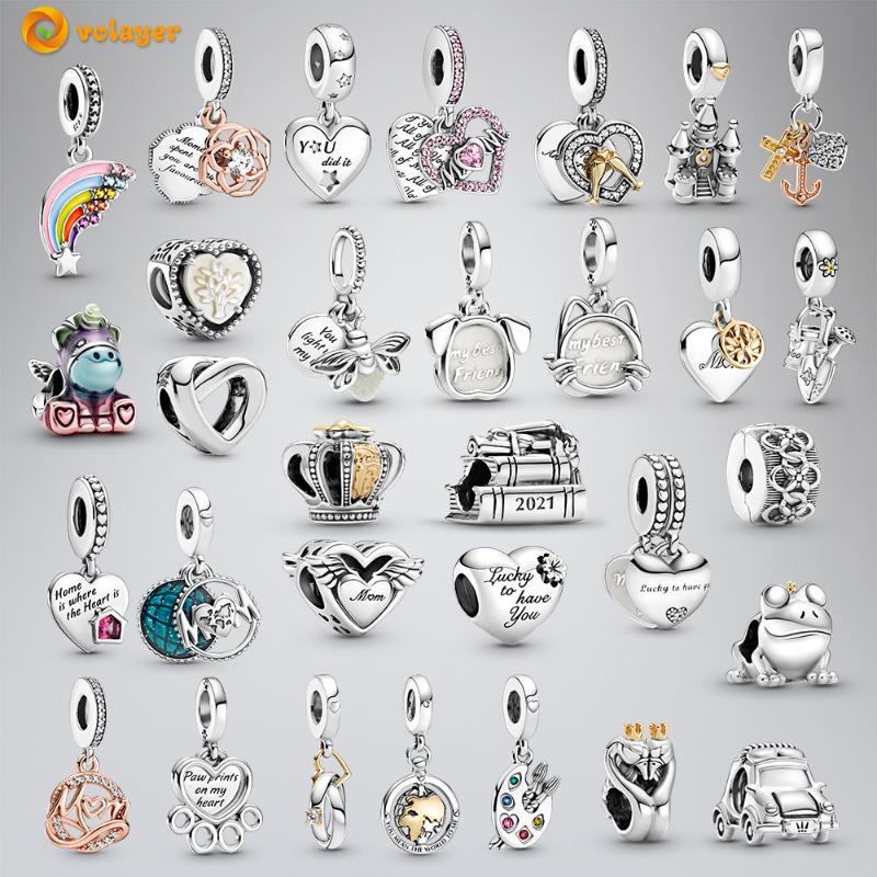 

Other Volayer 925 Sterling Silver Bead Family Mum Love Heart Mother Charms Fit Original Bracelets Women Jewelry Gift
