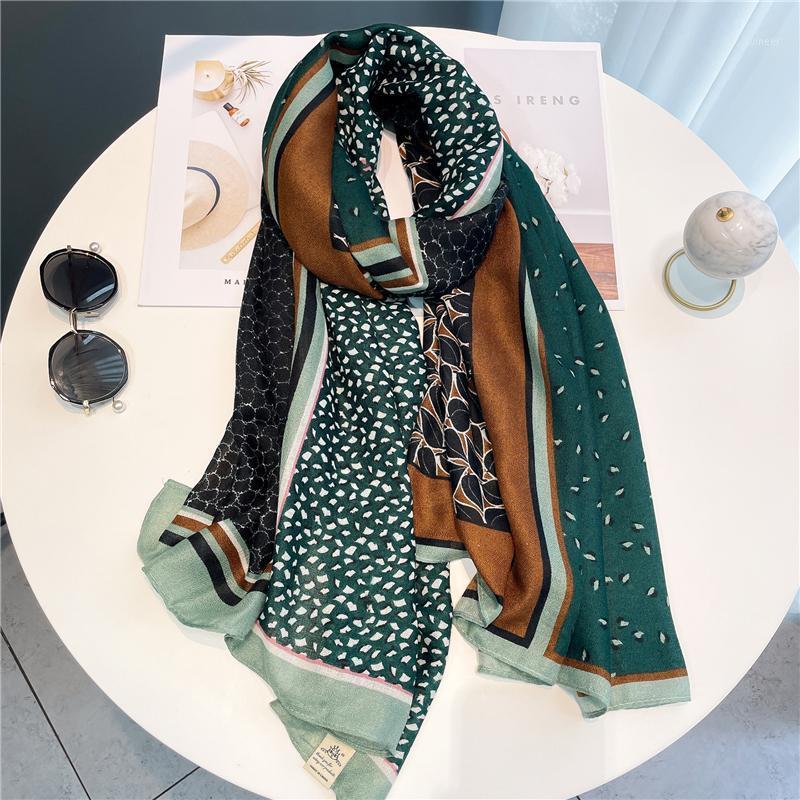 

Scarves 2021 Cotton Warm Large Women Scarf Print Floral Autumn Pashmina Shawl And Wrap Headband Hijab Bandana Echarpe, Blue;gray