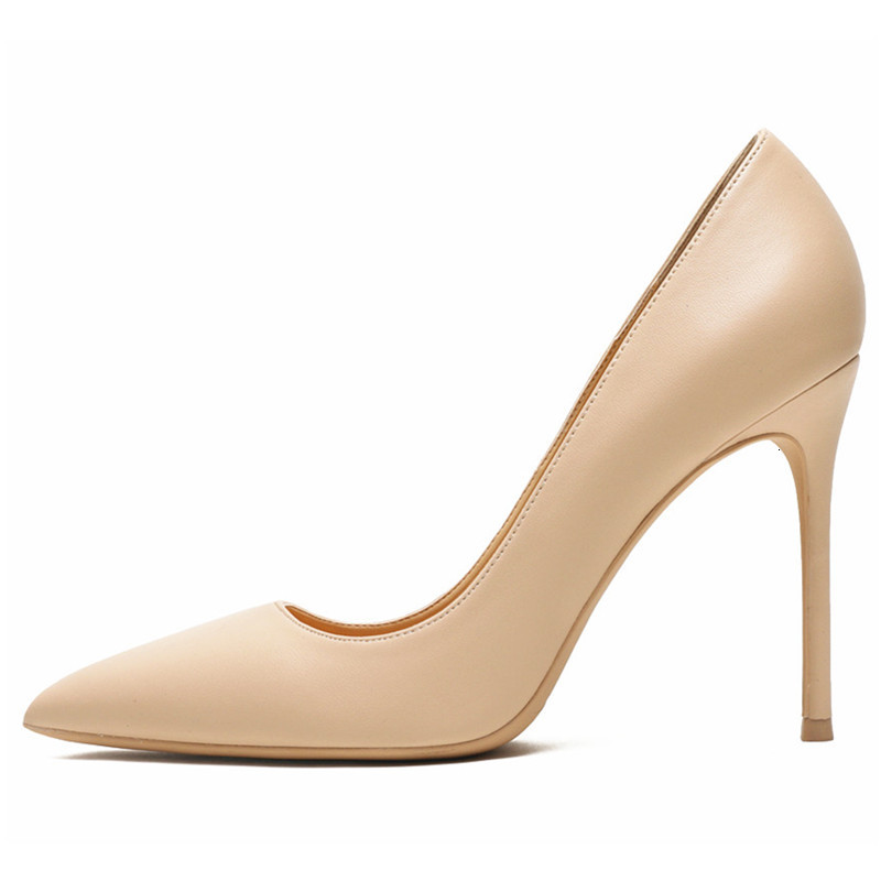 

Sandals Katelvadi ten inches high-heeled women's pumps beige split leather woman sexy shoes pointed finger at toe wedding K-358 BW7Q, 1# shoe box
