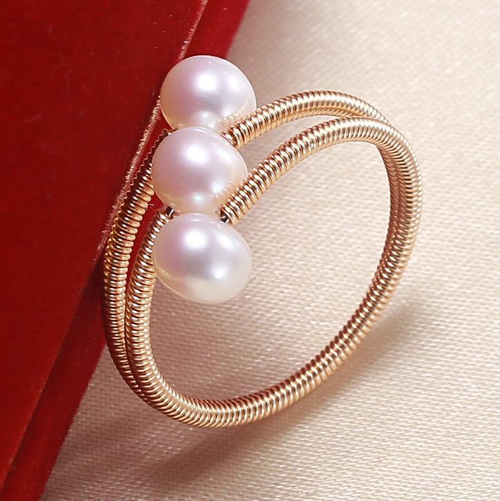 

Cluster Rings SALE THREE PEARLS FREE SIZE ADJUSTABLE Freshwater Pearl Ring Finger Jewelry Nice Party Wedding Gift Present