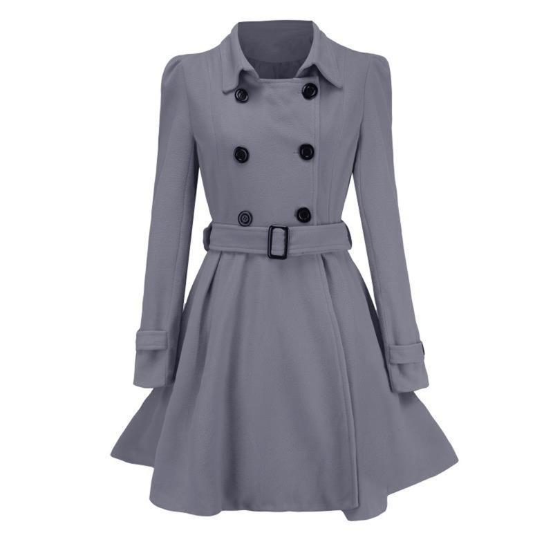 

Women's Jackets Winter Warm Belt Coat Women Woolen Long Button Trench Jacket Casual And Overcoat Outwear, Black;brown