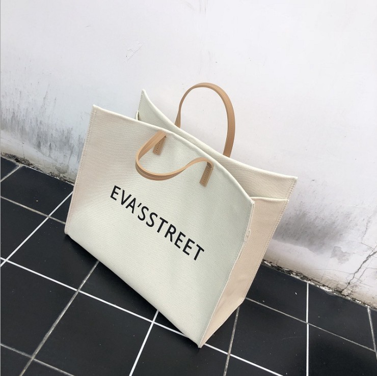 

2021 New Simple And Versatile Big Bag INS Korean Canvas Large Capacity Handbag Shoulder Tote Bag Female Fashion, Green