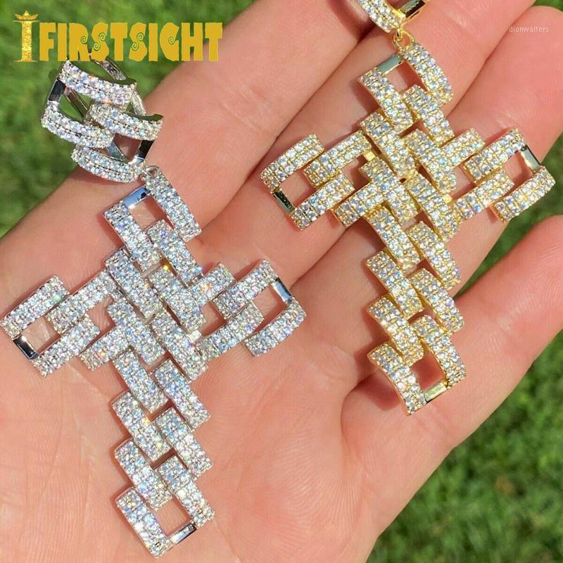 

Chains Cuban Charn Cross Pendant Necklace 5mm Tennis Chain Iced Out Cubic Zirconia Sliver Color CZ Stone Hip Hop For Men Women