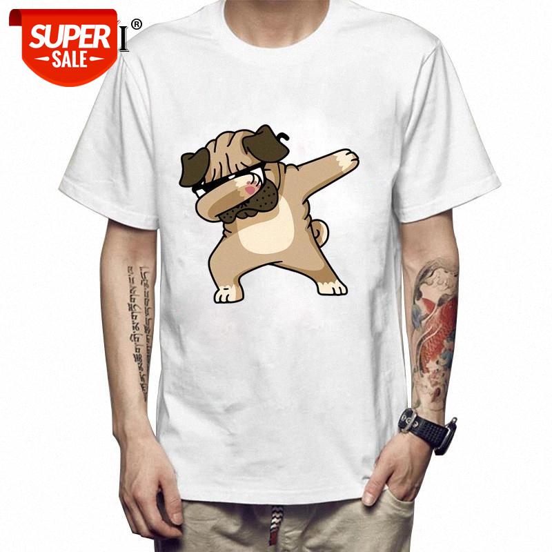 

XIN YI Men's T-shirt Top Quality 100% cotton Pug printing casual loose o-neck tshirt men tshirt cool t-shirt male tee shirts #Fw1B, White;black