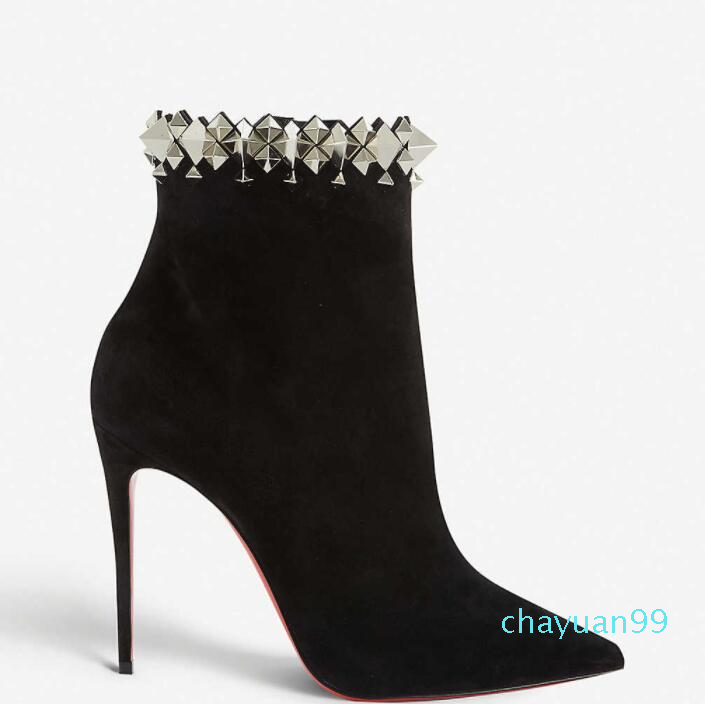 

2021 Winter Brands Women's Red Bottom Boots Lady Booty Famous Dress Party Wedding High Heels Reds Sole Booties Many Style,With Box,EU34-4