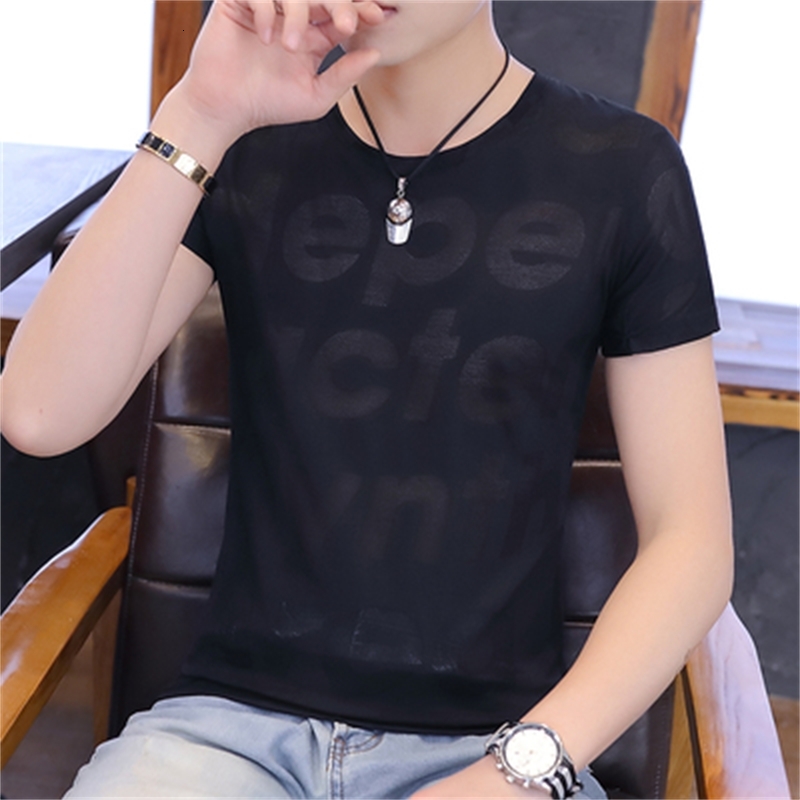

2021 New Trendy Men's Lapel Slim Tight-fitting Social Spirit Guy Net Red Short Sleeve T-shirt Wmns