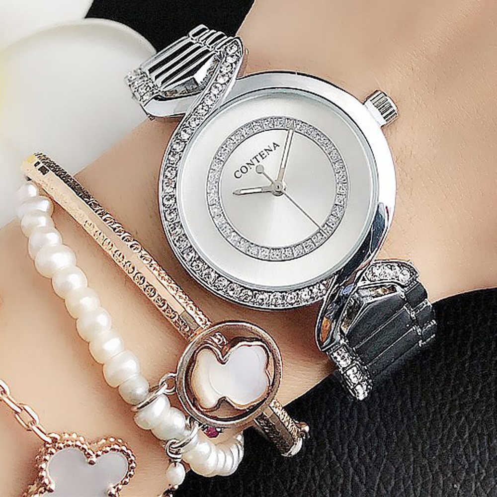 

Ladies Wrist Watches Fashion Dress Watch Women Crystal Diamond Stainless Steel Silver Clock Montre Femme 210616, Rose