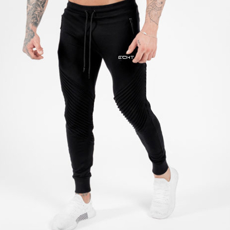 

2021 New Autumn Winter Fitness Men Gyms Fashion Cotton Pencil Bodybuilding Trousers High Quality Jogger Pants Fgvj, Black