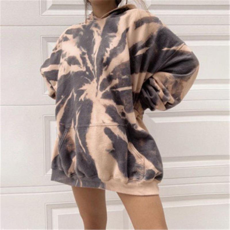 

Womens Tie-dye Hoodies Fashion Trend Plus Size Long Sleeve Pocket Hooded Sweater Designer Female Autumn New Casual Loose Hoodies