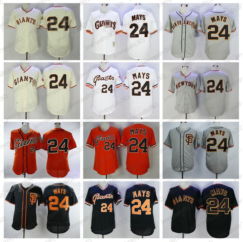 

1989 Retro Baseball 24 Willie Mays Jersey Vintage Black Orange White Grey Beige Pullover Cooperstown Embroidery And Sewing High Quality, As pic