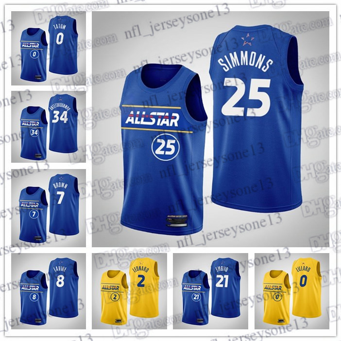 

Custom Mens women youth 76ers joel embiid lillard blue gold ben simmons 2021 all star eastern Basketball jersey, Black