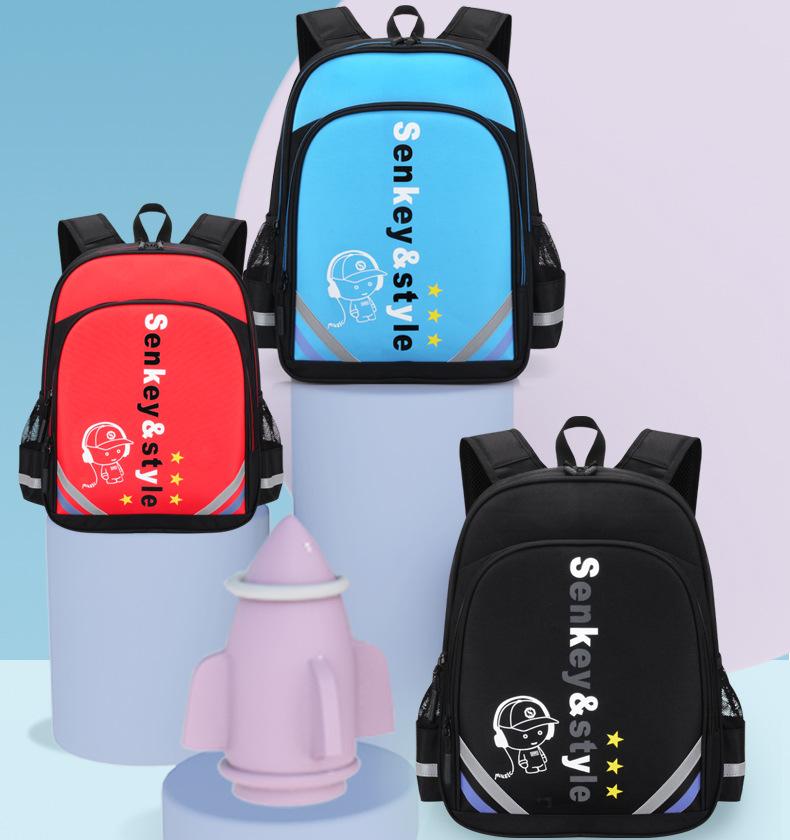 

School Bags 2021 Style Backpack Korean-style Children's Printed Words Burden Relieving Schoolbag, Blue