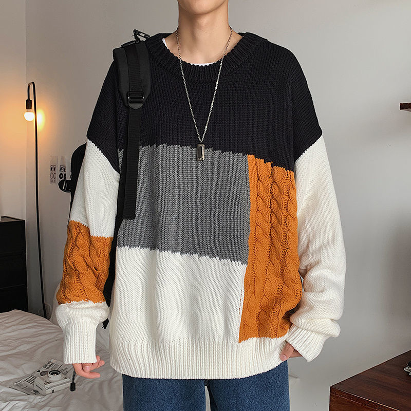 

2021 New Winter Thick Sweater Men's Warm Fashion Retro Casual Knitted Pullover Men Wild Loose Korean Knitting Sweaters Mens Clothes M-2xl Ii, Picture color