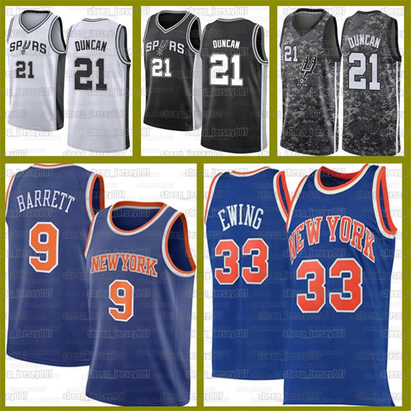 

Mesh RJ 9 Barrett Knicks Jersey Patrick 33 Ewing Jersey Tim 21 Duncan Basketball San Antonio Spurs Collin 2 Sexton Jerseys, Black;red