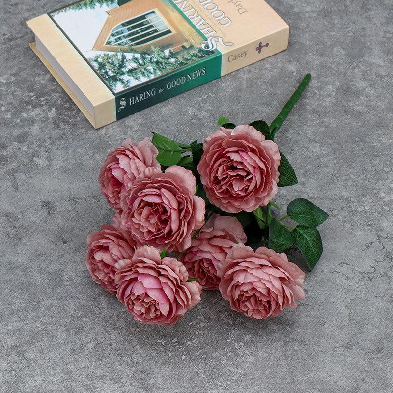 

Decorative Flowers & Wreaths A Bunch Of 7 Artificial Red Silk Peony Roses Vases For Home Decor Bride Bouquet Wedding Accessories Craft Fake