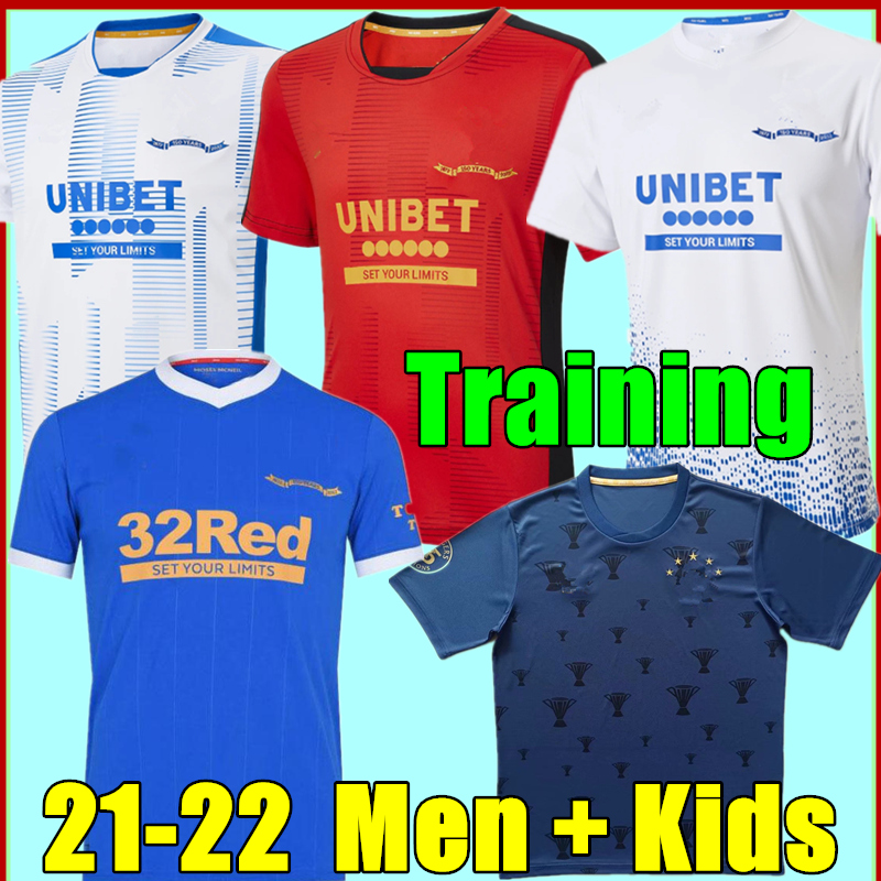 

2021 2022 Rangers 150th Anniversary Soccer Jerseys Glasgow TRAINING CHAMPIONS 55 DEFOE HAGI BARKER TAVERNIER 21 22 Football Shirts Men + kids kit S-XXL, Training 2