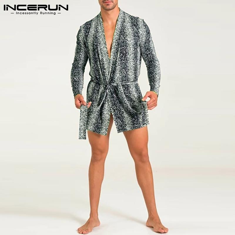 

Men's Sleepwear Comfortable Loungewear Leopard Robes Loose Fashionable Print All-match Long Sleeve Cardigan S-5XL INCERUN Tops 2021, Black;brown