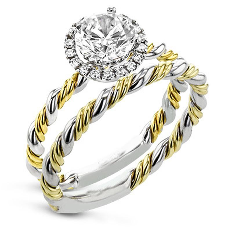 

Wedding Rings 2 Pcs/set Fashion Two-Tone Twisted Band Micro Pave White Zircon Bridal Set For Women Engagement Party Jewelry 2021