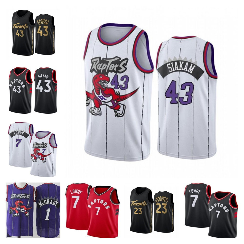 

NCAA Kyle Men 7 Lowry Pascal 43 Siakam Fred 23 VanVleet Basketball Jersey Sitiched Tracy 1 McGrady Vince 15 Carter Retro Jersey, Black;red