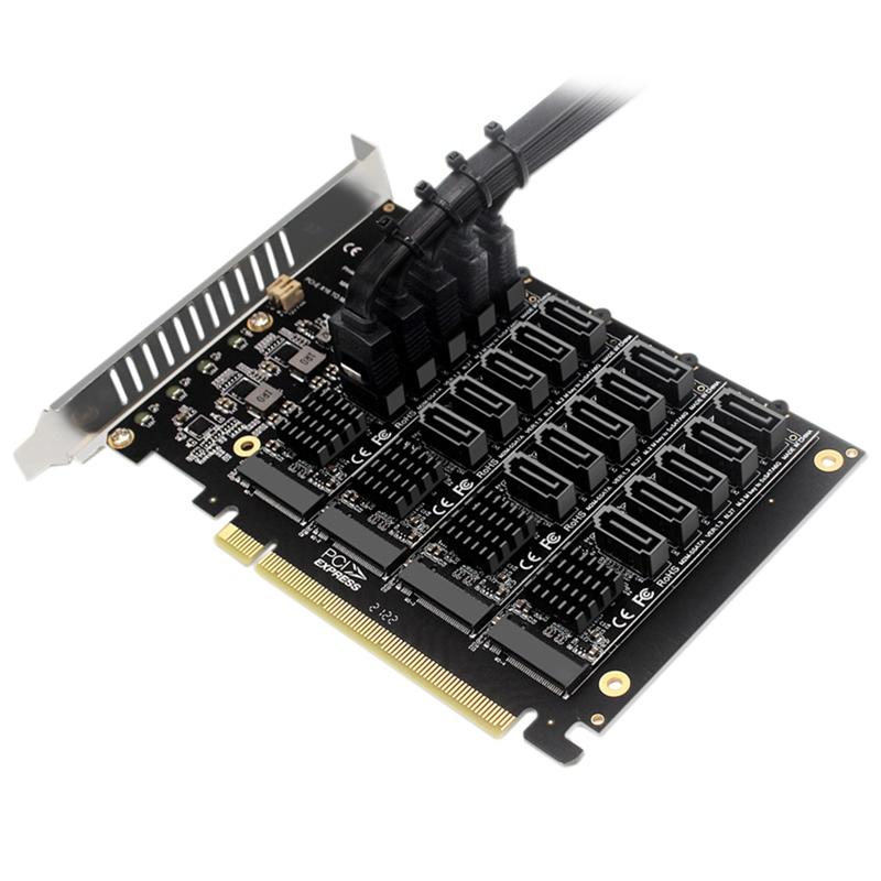 

Computer Cables & Connectors PCI-E SATA Card PCIE X16 NVME M.2 RAID Array Expansion To 20-Port Adapter JMB585 Chip