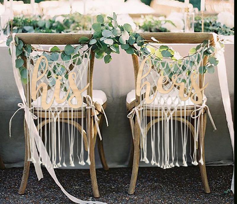 

Party Decoration Wood Letters His & Hers Wedding Chair Sign Po Props For Rustic Engagement Anniversary Supplies