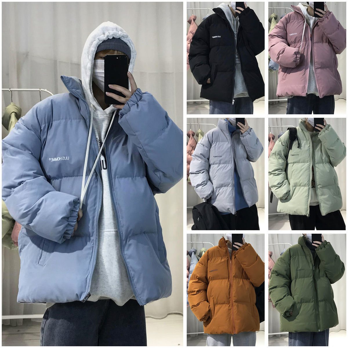 

2021 New Winter Men's Stand Collar Loose Trench Coats Casual Waterproof Long Parkas in Warm Snow Jackets Cotton-padded Clothes -3xl 02a3, Black