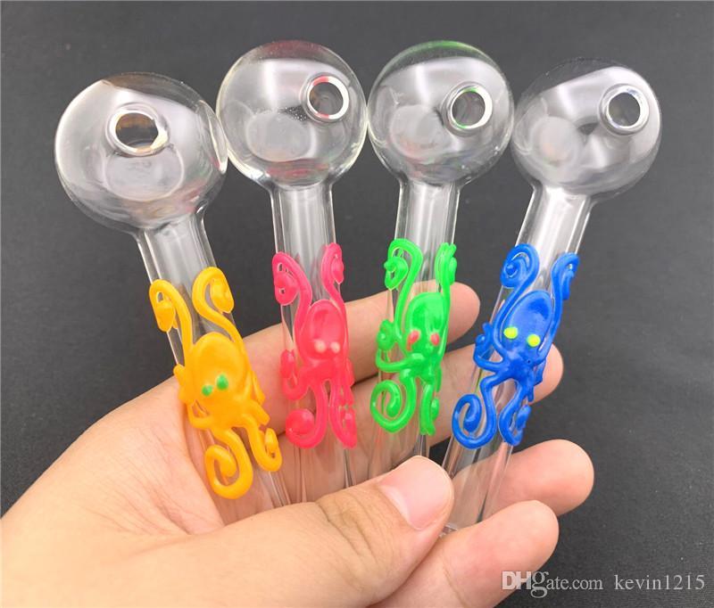 

4inch Glass Oil Burner Pipe Glow in the dark Glass Oil Burner 30mm dia ball Great Tube Glass Oil Nail Pipe Cheapest