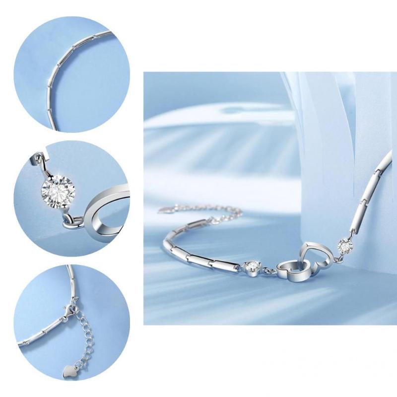 

Bangle Bracelet Jewelry Anti-deform Women Hand Chain Charming Double Heart