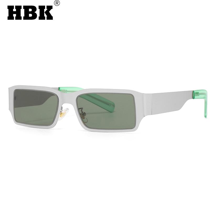 

Sunglasses HBK Stainless Steel Square Frame For Men Women Hip Hop Style Male Metal Sun Glasses Vintage High Quality UV400