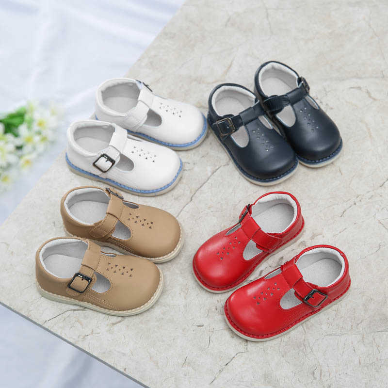 

Little Girls T-Strap Shoes Button Genuine Leather 2020 New Boys Spring Fall Footwear School Kindergarten Bebe Zapato SandQ X0703, Red