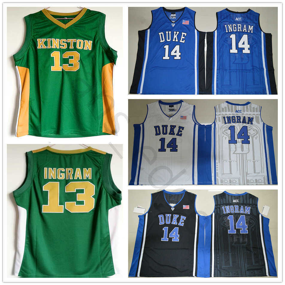 

NCAA Kinston High School #13 Brandon Ingram Green Basketball Jersey Stitched Duke Blue Devils Brandon 14 Ingram College Jerseys Shirts, Black;red