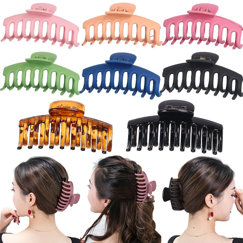 

Korean Solid Color Large Size Hair Claws Crab Clamps Elegant Hair Clips Hairpins Headwear For Women Girls Hair Accessories
