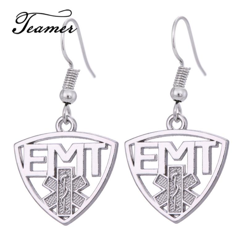 Dangle & Chandelier Teamer Emergency Technician Symbol Earrings Women Plated Drop Commemorative Gift EH111496-image-665938179