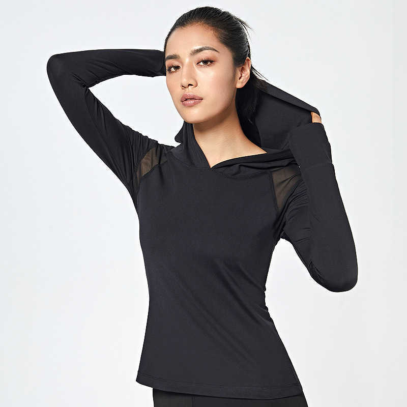 

Yoga tops slim fit Yoga dress girlish stitch mesh breathable tight shirt long sleeve running fitness gym clothes women outdoor hoodies coat, White;red
