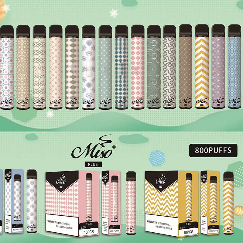 

85colors Original Miso Plus Disposable vape cigarette Pen kit 2.4ml 800+ puffs 550mah high pure colbat battery Pod Cartridge ecigrettes VS Puff bar plus