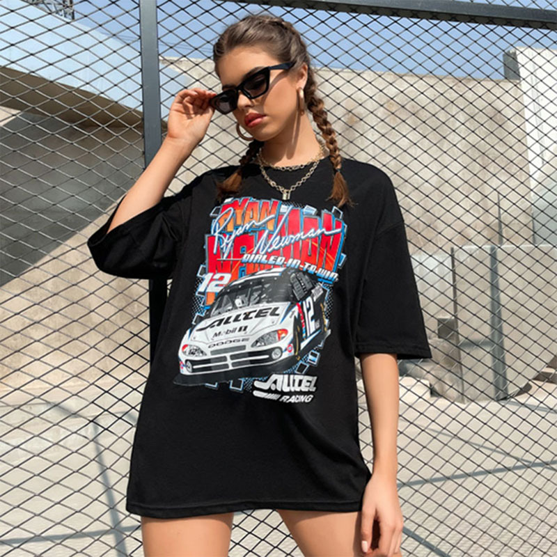 

698.Women's tops fashion high quality T shirt sunflower letters Unisex short sleeve round neck pattern casual women's top, White 2