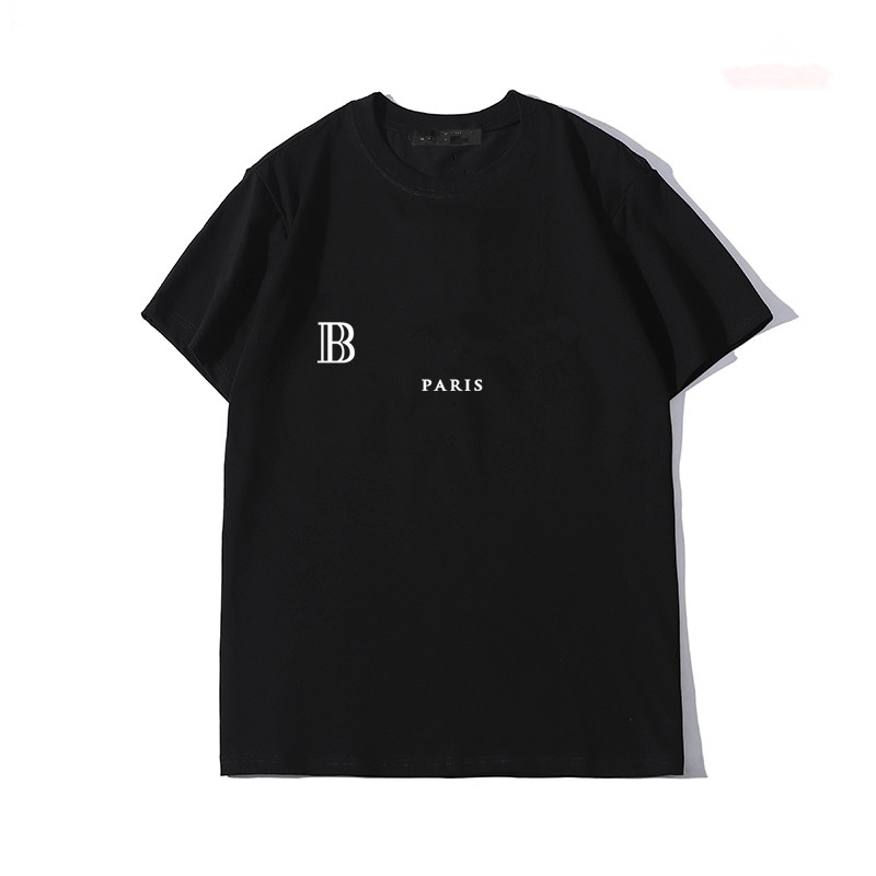 

Summer Mens women T shirt Letter Print Short Sleeve Bal main High Qality G Fanshion Couples Cotton Tee polo Size S-4XL, White