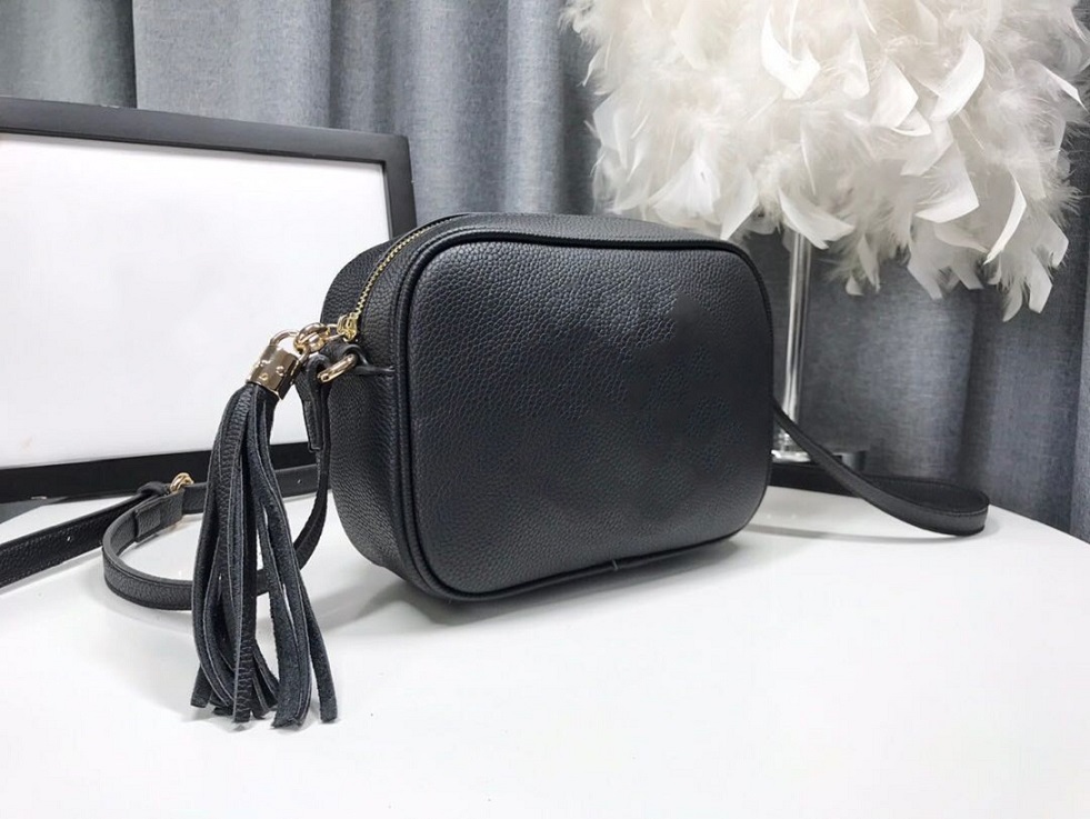 

New hot sale high quality ladies handbag luxury designer bag G Soho disco bag crossbody disco shoulder bags tassel crossbody bag cosmetic ba, Brown #308364