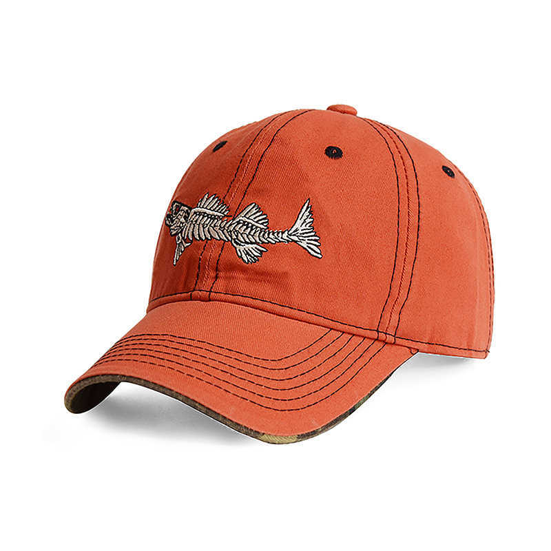 

Cap fishbone fishing embroidered summer baseball sunscreen sun cap neutral wind, Silver